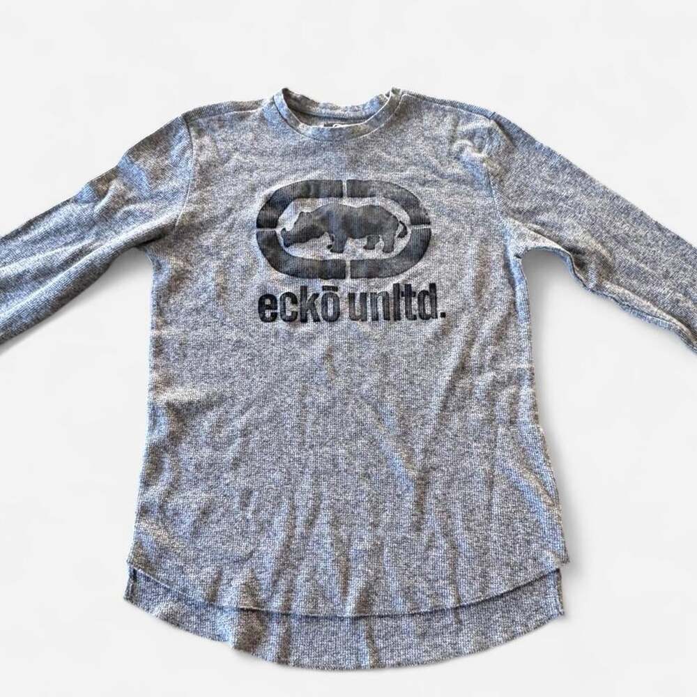 Ecko Unltd. Men's Grey and Black Shirt